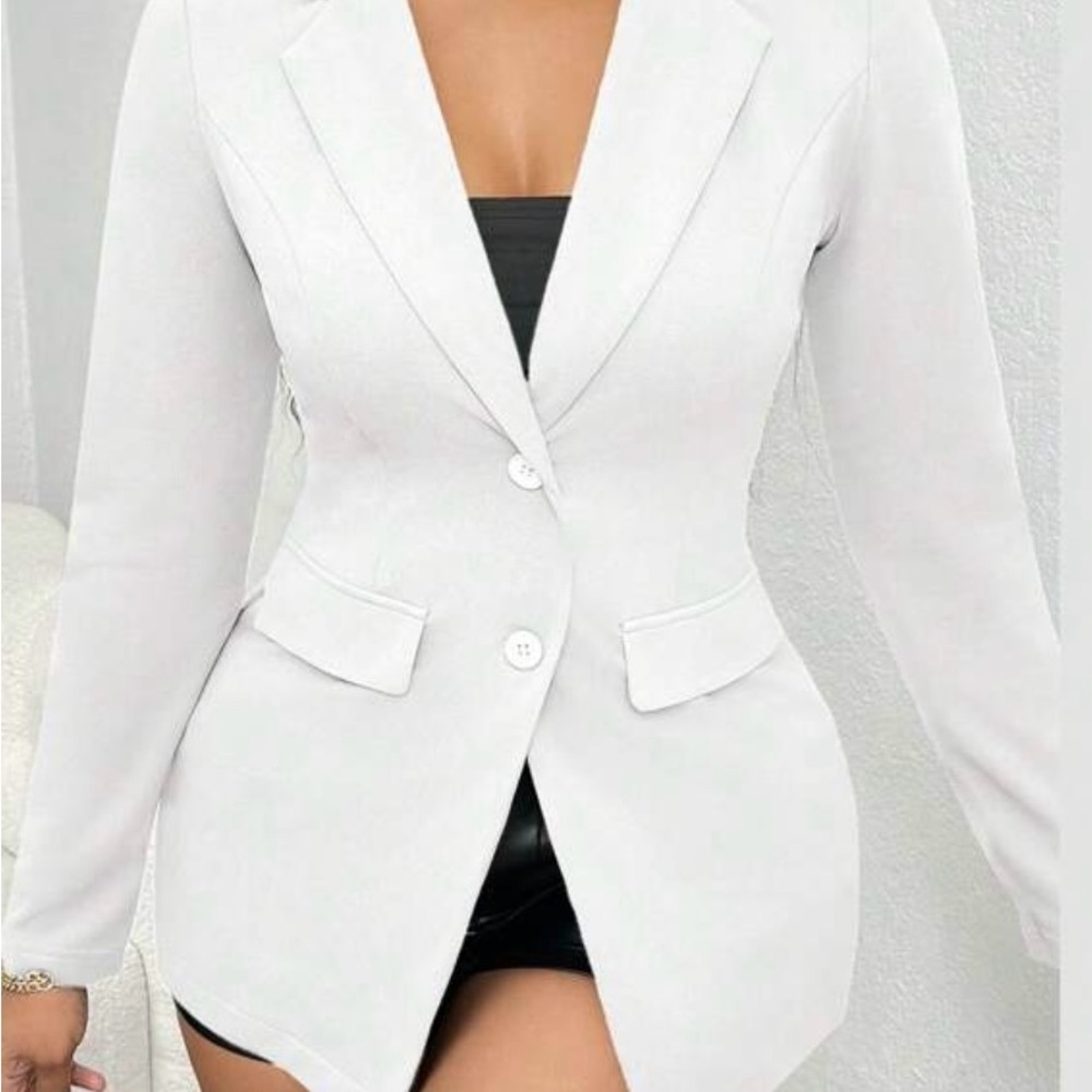 SHEIN White Tailored Blazer with Notched Lapels(BRAND NEW)